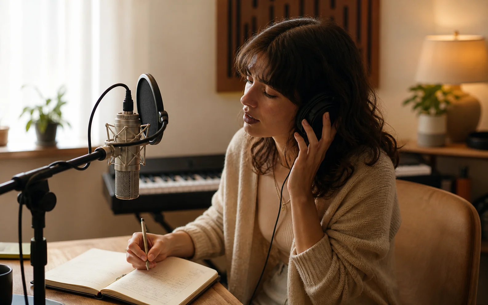Singer checking a comfortable key before transposing a backing track